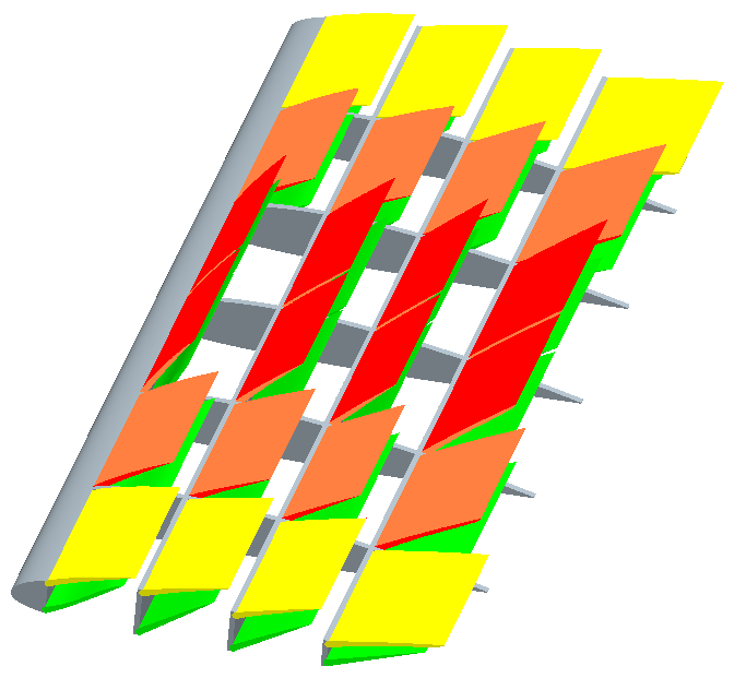 Illustration of feather module deflection under updraft disturbance